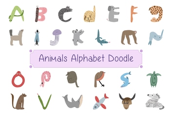 Animals Alphabet Doodle