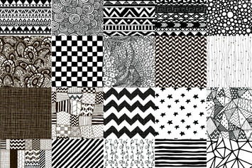50 Black Hand-Drawn Seamless Patterns