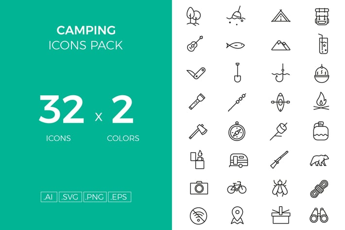 Camping icons pack