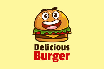 Smile Cartoon Mascot Burger Logo Design