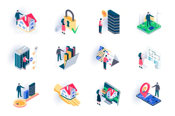 Real Estate Isometric Icons Pack