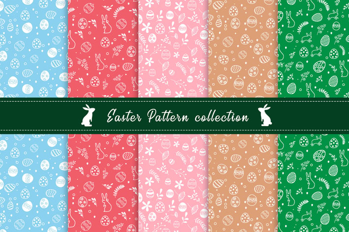 Flat Easter Day Pattern Collection