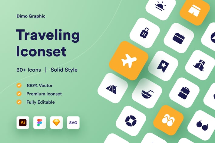 Traveling Icon set Solid UZ