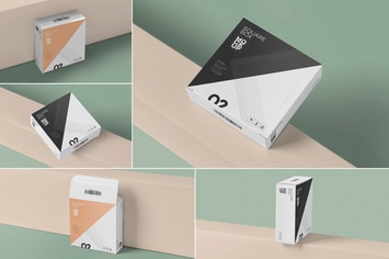 Square Shaped Slim Box Mockups