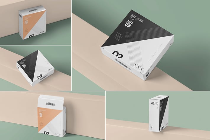 Square Shaped Slim Box Mockups