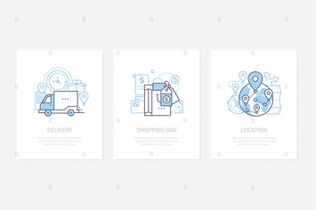Goods shipping line design style banner