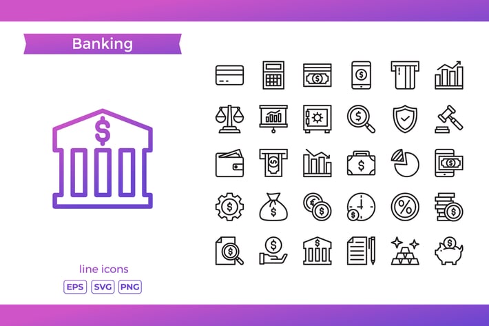 Bank Line Icons