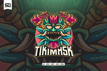 Tiki Mask Mascot Logo Design