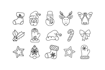 15 Christmas Elements – Doodle Line Icon Set