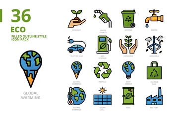 Ecology Filled Outline Style Icon Set