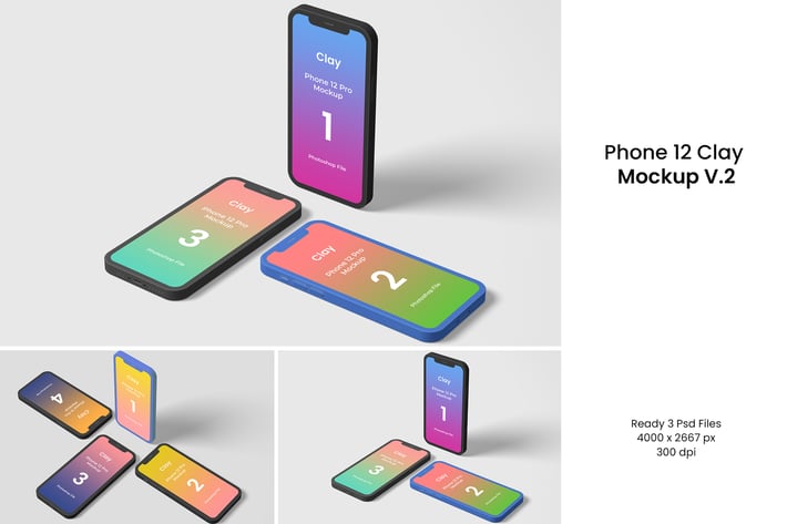 Phone 12 Clay Mockup V.2 