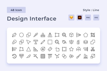 Design Interface Line Style Icon Pack