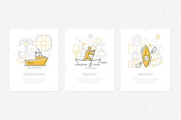 Water transport - line design style banners set