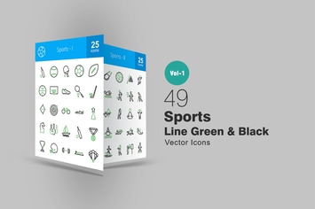 49 Sports Line Green & Black Icons