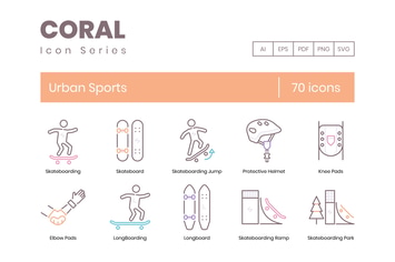 70 Urban Sports Line Icons 
