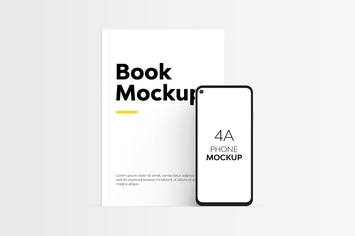 Book & 4A Phone Mockup