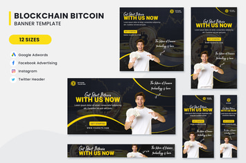Bitcoin Cryptocurrency Banner Ads Set Template