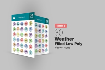 30 Weather Filled Low Poly Icons Season II