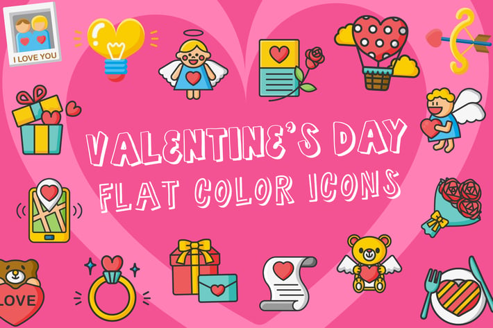 Valentine's Day Flat Color Icons