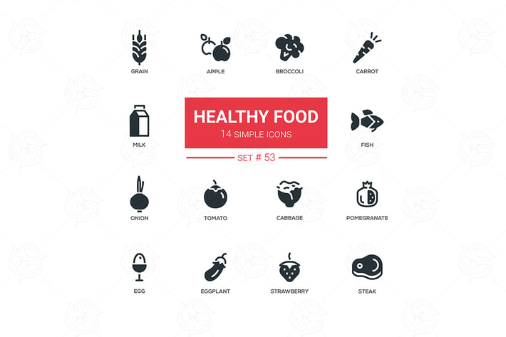 Healthy food - line design icons set
