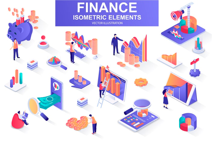 Finance Isometric Design Elements
