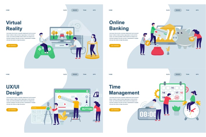 Set of Landing Page Templates Flat Concept