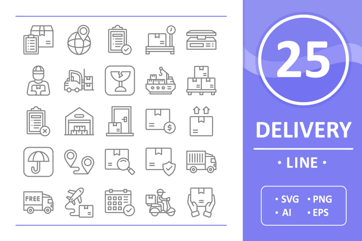 25 Delivery Icons - Line