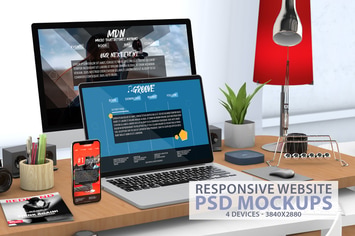 Responsive Website PSD Mock-up Desk