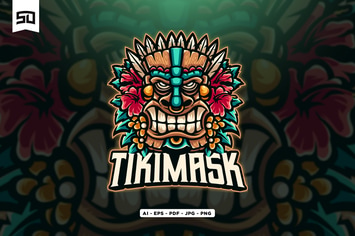 Tiki Mask Mascot Logo Design