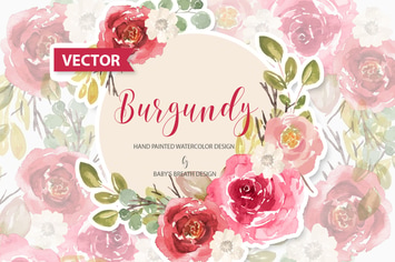 Burgundy floral design VECTOR