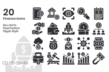 20 Finance Icons Set - Glyph