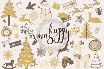 Gold christmas digital clip arts 