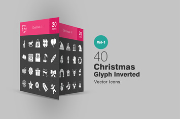 40 Christmas Glyph Inverted Icons
