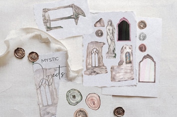 Watercolor magic - candles, snakes, ruins ect. 