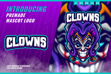 Crazy Clown - Mascot Esport Logo Template