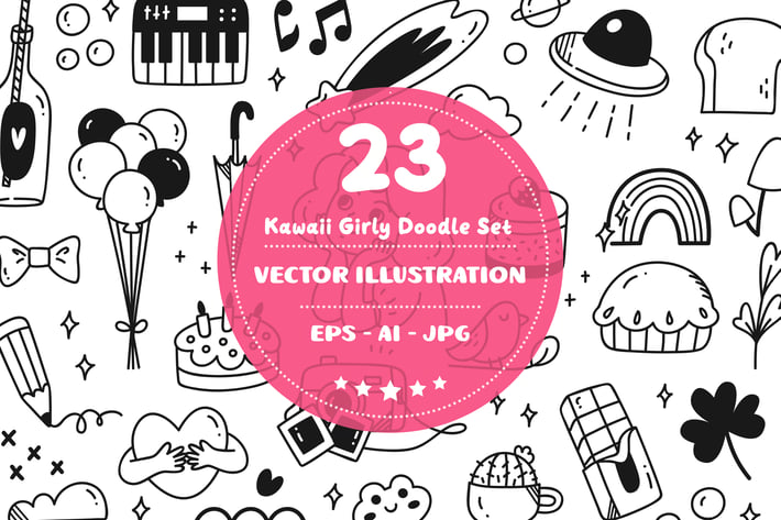 Kawaii Girly Doodle Set