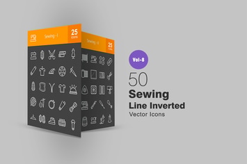 50 Sewing Line Inverted Icons