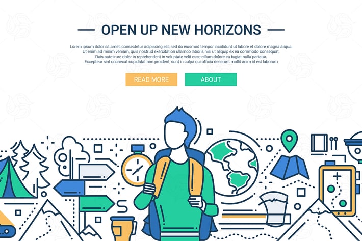 Open Up New Horizons - line design website banner
