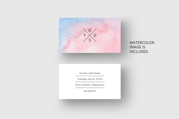 Business card template with watercolor background