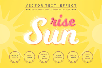 Sun rise - editable text effect,  font style