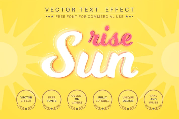 Sun rise - editable text effect,  font style
