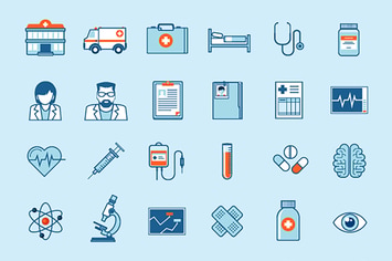 Set of Flat Line Icons on Medicine Theme