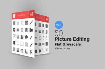 50 Picture Editing Greyscale Icons