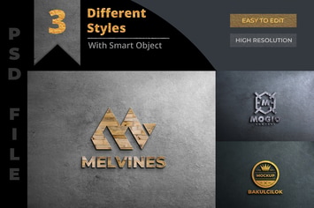Wooden Logo Mockup on the Wall