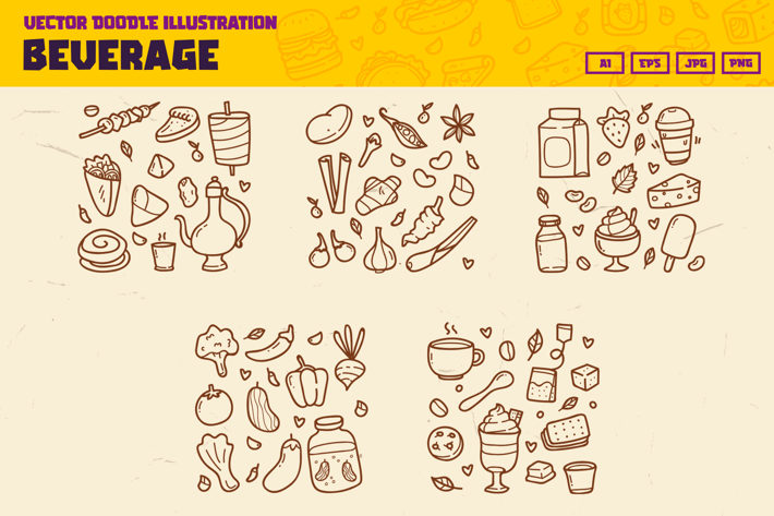 Food and Beverage doodle collection
