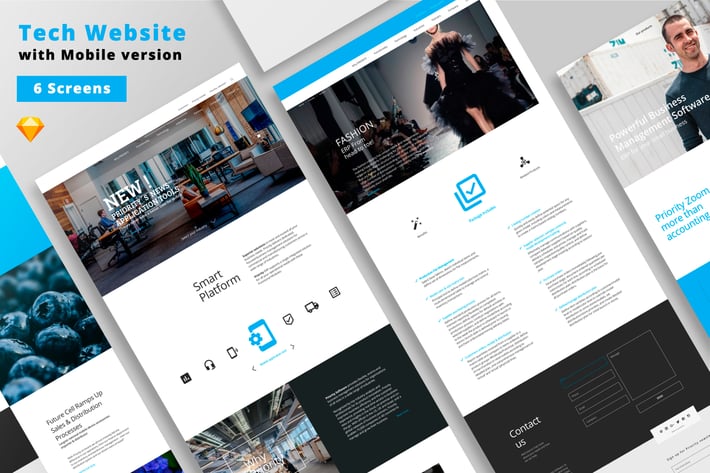 Blue & White Tech Business Website Template Ui kit