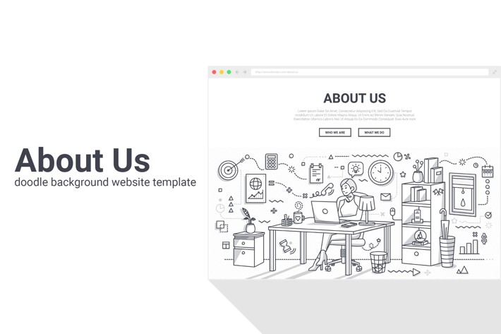 About Us Doodle Background Template