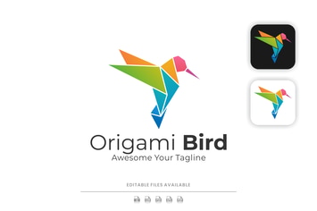 Origami Bird Colorful Logo