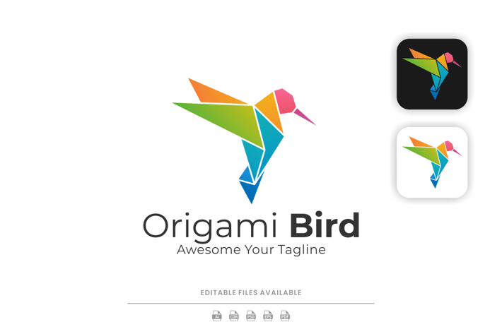 Origami Bird Colorful Logo