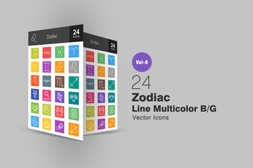 24 Zodiac Line Multicolor B/G Icons